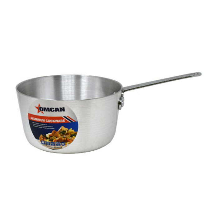 Alt Tag: Omcan 43343 1.37 Qt. Stainless Steel Induction Ready Sauce Pan with long handle, professional cookware for sauces and simmering
