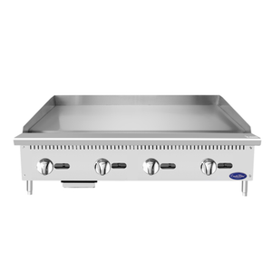 CookRite ATMG-48 48 Inch Gas Countertop Griddle With Stainless Steel Finish And Control Knobs