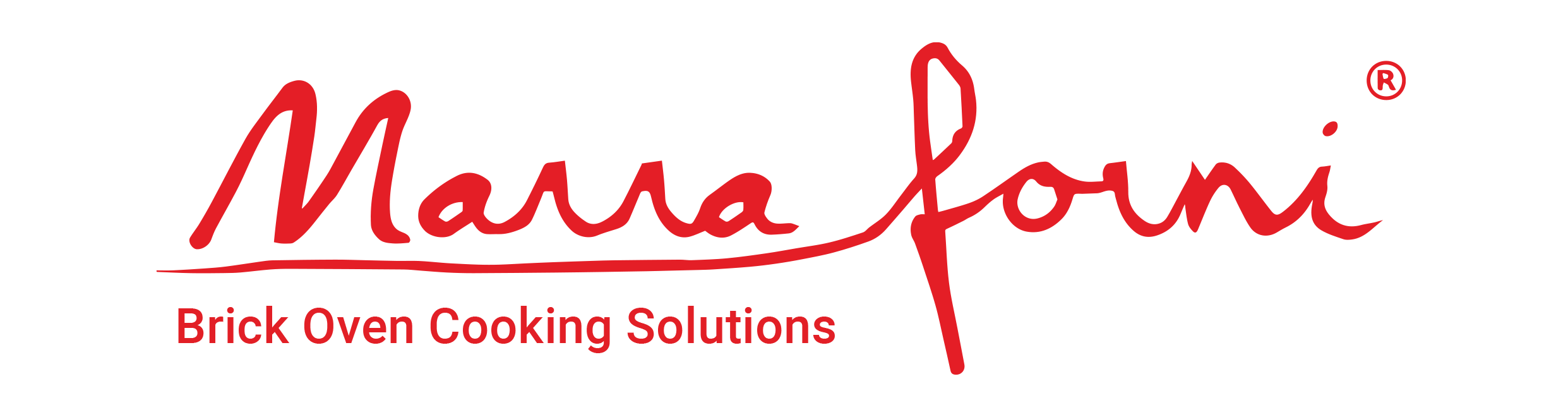 Maria Forni logo with red cursive text on a white background