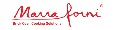 Maria Forni logo with red cursive text on a white background