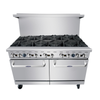 60 Inch Restaurant Gas Range With 10 Burners And Double Ovens For Commercial Kitchen Use