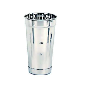 30 oz graduated stainless steel malt cup in mirror-finish stainless steel with measurement markings for milkshakes and malts