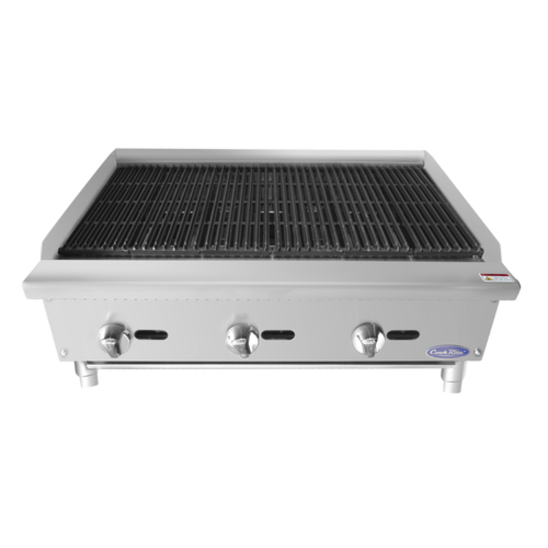 Cook Rite By Atosa ATRC-36 36" Gas Countertop Radiant Charbroiler With Three Control Knobs