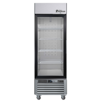27 Inch Glass Door Merchandiser Refrigerator With Three Shelves And A Sleek Silver Design