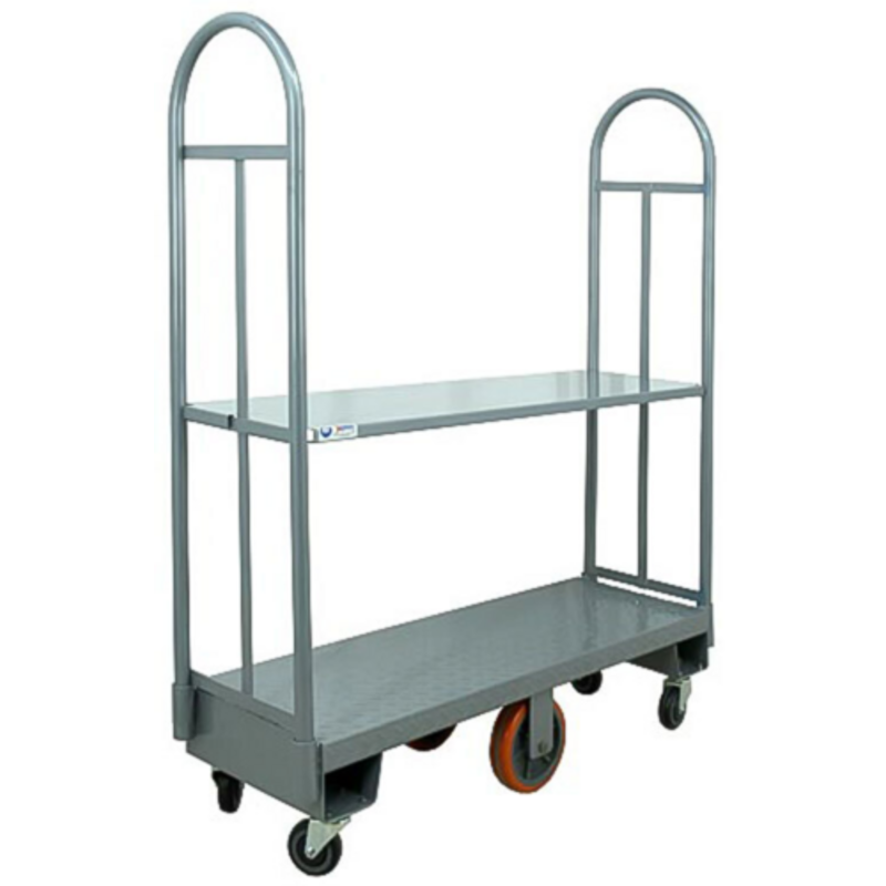 Omcan 44680 Steel U-Boat Utility Cart with 1500 lbs Capacity steel two-shelf U-boat cart with four casters for warehouse transport