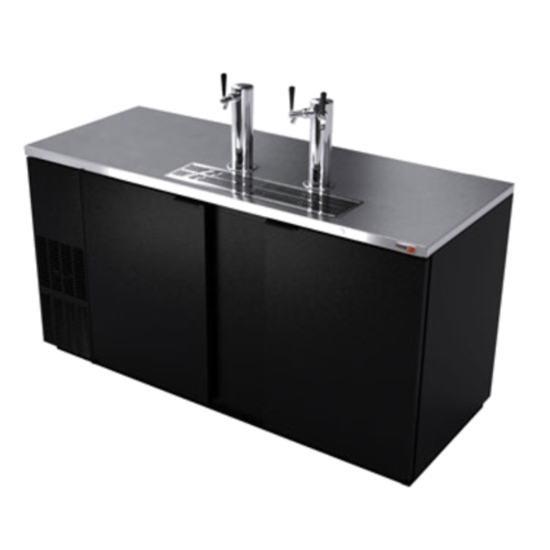 Fagor FDD-69-N-HC 69-1/2" Two Section 3 Keg Draft Beer Cooler With Taps And Stainless Steel Top