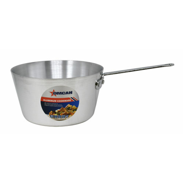 Alt Tag: Omcan 43346 12 Qt. Heavy-Duty Stainless Steel Sauce Pan with long handle, commercial kitchen cookware