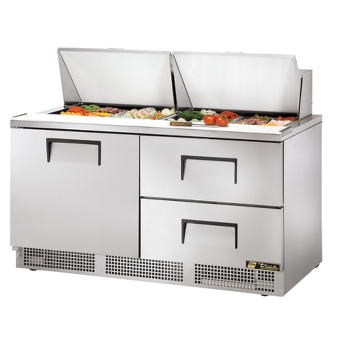 Table de préparation de salades et de sandwichs réfrigérée True TFP-64-24M-D-2 Mega Top 64"