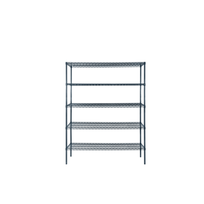 Étiquette alternative : Tablette de 24" de large en gris ardoise et revêtue d’époxy, étagère à 5 étages pour rangement en cuisine commerciale