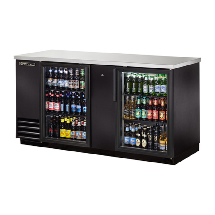 Réfrigérateur arrière de bar True TBB-3G-HC-LD de 175 cm avec portes battantes en verre