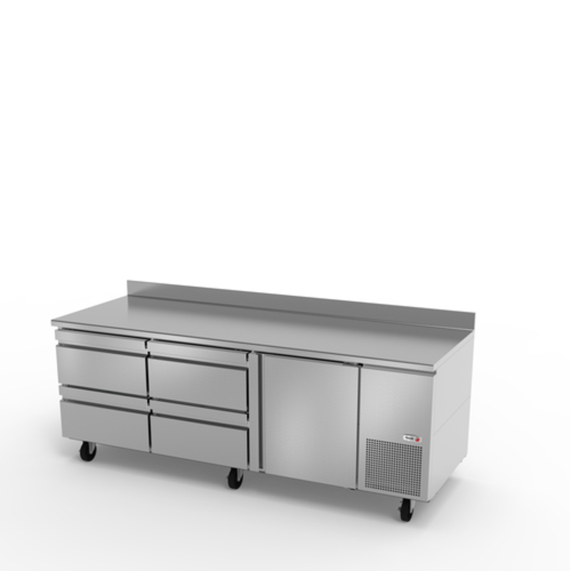 Fagor 93 Inch Worktop Refrigerator With Stainless Steel Design And Mobile Base For Commercial Kitchens