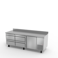 Fagor 93 Inch Worktop Refrigerator With Stainless Steel Design And Mobile Base For Commercial Kitchens