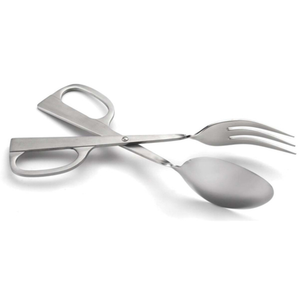 Omcan 80426 10" Stainless Steel Salad Scissor Tongs Spoons Fork