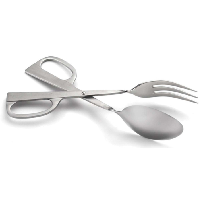 Omcan 80426 10" Stainless Steel Salad Scissor Tongs Spoons Fork