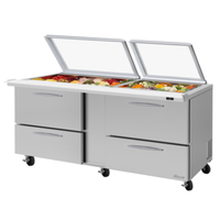 Turbo Air PST-72-30-D4-N-GL Table de préparation sandwich réfrigérée avec Mega Top, 184,5 cm