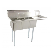 OMCAN 39763 Three Compartment Space Saver Sink 48.6"L x 19.5"W