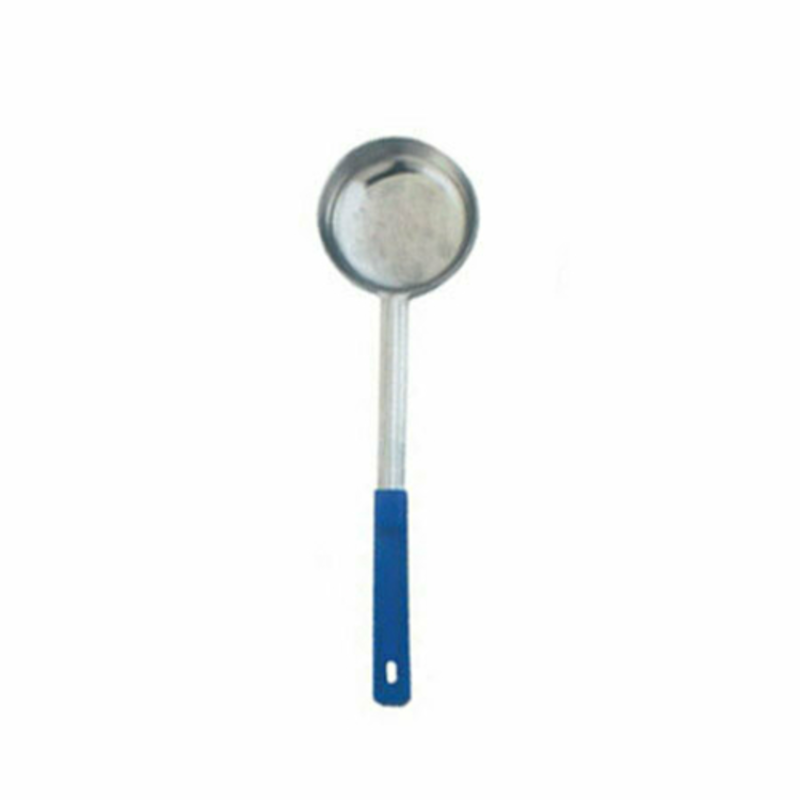 Omcan 80781 Solid Portion Control Serving Spoon 2 oz Capacity stainless steel portion ladle with blue handle