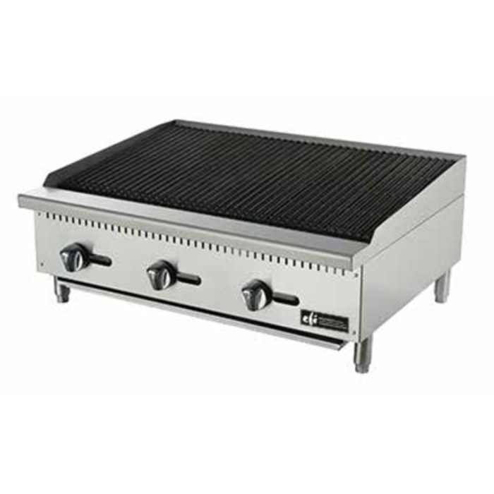 EFI Sales RCTRC-36P 36 Inch Gas Countertop Charbroiler With Three Knobs And Stainless Steel Design