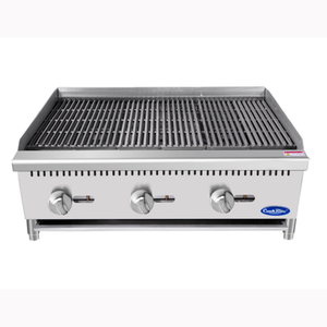 CookRite ATCB-36 36"W Gas Countertop Charbroiler Featuring Three Burners For Efficient Grilling - Gas Countertop Charbroiler
