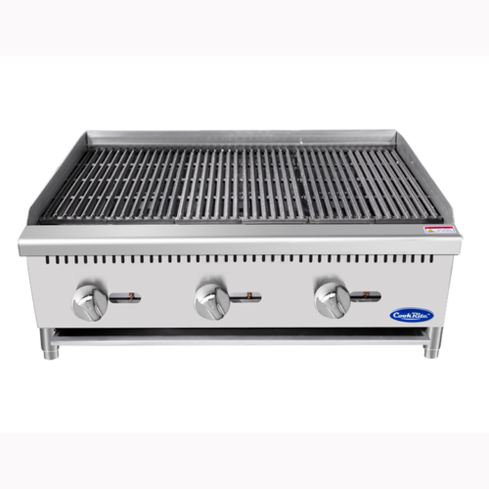 CookRite ATCB-36 36"W Gas Countertop Charbroiler Featuring Three Burners For Efficient Grilling - Gas Countertop Charbroiler