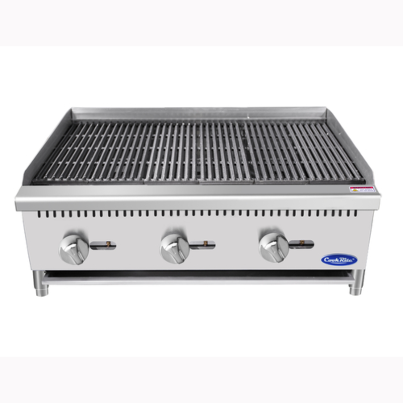 CookRite ATCB-36 36"W Gas Countertop Charbroiler Featuring Three Burners For Efficient Grilling - Gas Countertop Charbroiler