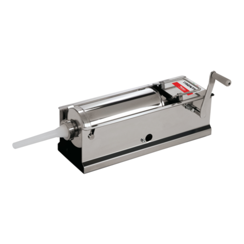 TRENTO 48164 11 Lb. Capacity Stainless Steel Manual Sausage Stuffer horizontal hand-crank sausage stuffer machine