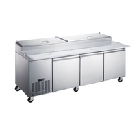 Omcan 50044 92"W Refrigerated Pizza Prep Table Three-Section Counter