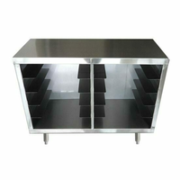 Stainless Steel Dish Rack Cabinet With Open Front And Multiple Shelves For Efficient Dish Storage