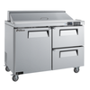 Refrigerated Sandwich Prep Table EFI Sales CSDW2-48VCP With Two Doors And Stainless Steel Finish
