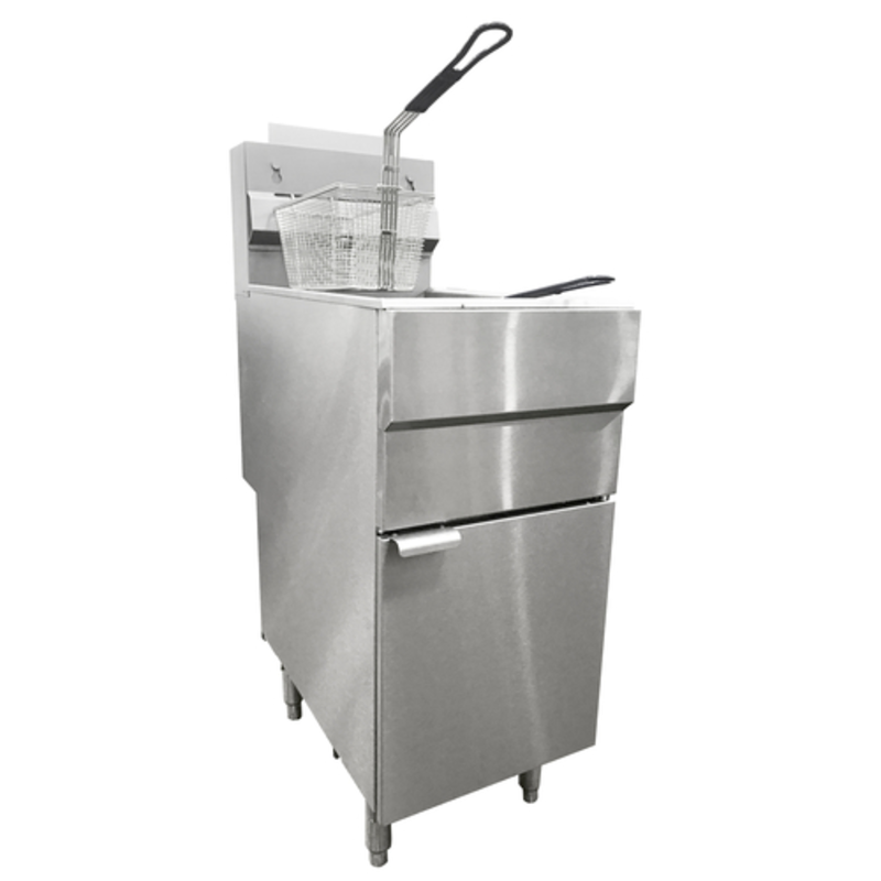 OMCAN 44225 40 lb. Capacity Natural Gas Floor Model Fryer, a versatile commercial floor gas fryer for busy kitchens.