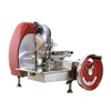 Alt Tag: TRENTO OMAS 46088 14.5" Blade Volano Manual Flywheel Meat Slicer red hand-crank flywheel deli slicer, stainless steel body