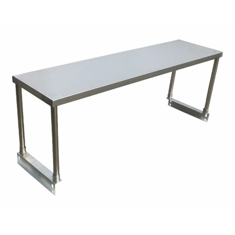 Étiquette alternative : Omcan 47018, tablette de 44" pour table à vapeur à 3 plateaux, tablette en acier inoxydable montée au-dessus de la tablette, tablette de rangement au-dessus pour table à vapeur