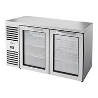 Réfrigérateur de bar arrière True Refrigeration TBR60-RISZ1-L-S-GG-1 60 po, deux portes