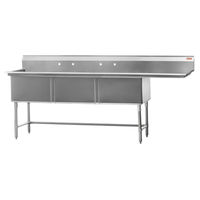 Rosko RO-ST-2424-R24 98.5"L x 29.5"W Three Compartment Sink