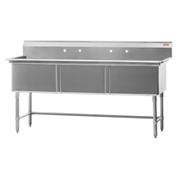 Rosko RO-ST-2424 77" Three Compartment Square Bowl Sink