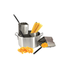 Commercial Pasta Cooker With Dual Baskets And Spaghetti, Ideal For High-Volume Cooking And Blanching Tasks.