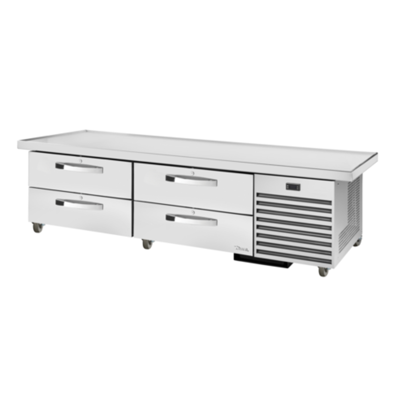 True Refrigeration SPEC3 Refrigerated Chef Base Stand With Four Drawers And Stainless Steel Surface