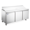 Omcan Aurora 70 Inch Three Door Sandwich Prep Table With Undercounter Refrigerated Storage