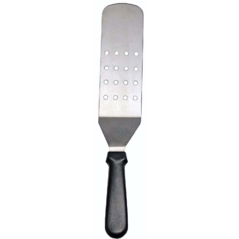 Omcan 80022 Perforated Turner with 2.5-inch x 6-inch Blade stainless steel perforated spatula with black handle