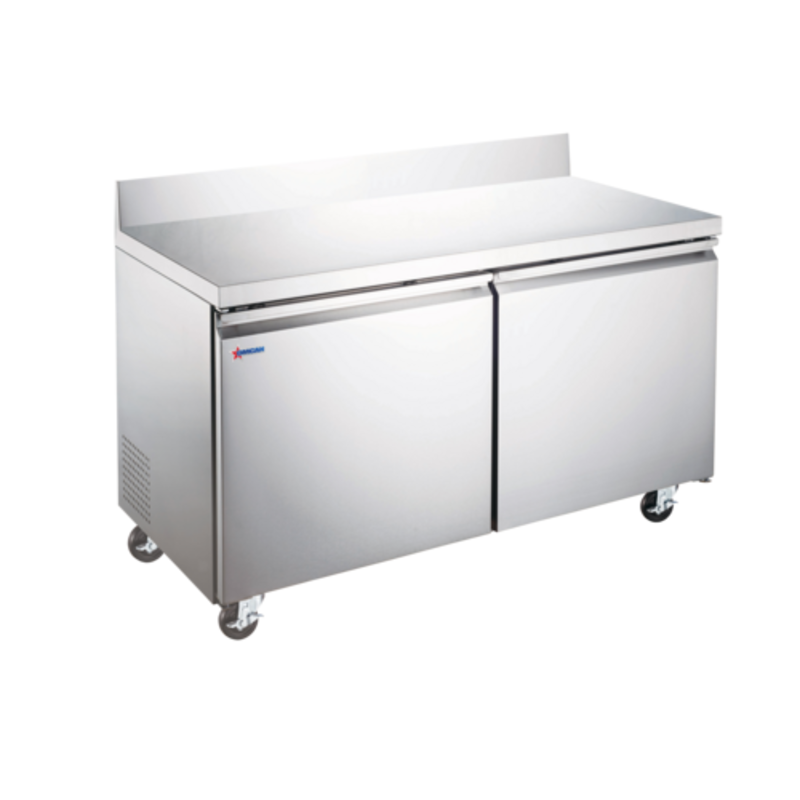 Stainless Steel Worktop Refrigerator Featuring Two Doors And Ample Storage For Efficient Kitchen Use