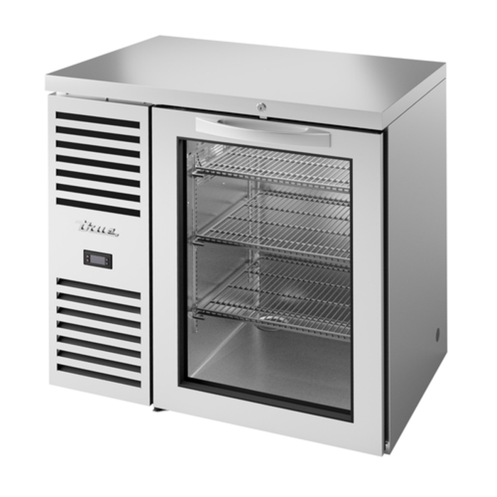 Réfrigérateur de bar arrière vitré True USA Foodservice de 91,44 cm à porte simple