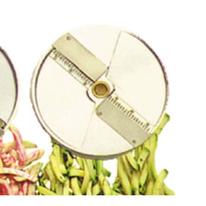 4mm Julienne Disc Slicing Plate For Food Processor With Sliced Vegetables In The Background