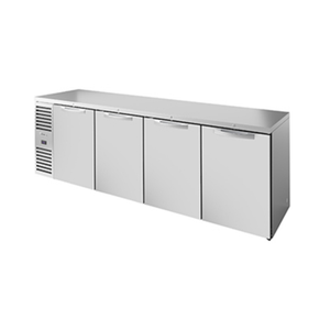 Réfrigérateur de bar arrière True Foodservice 108" en acier inoxydable à quatre portes