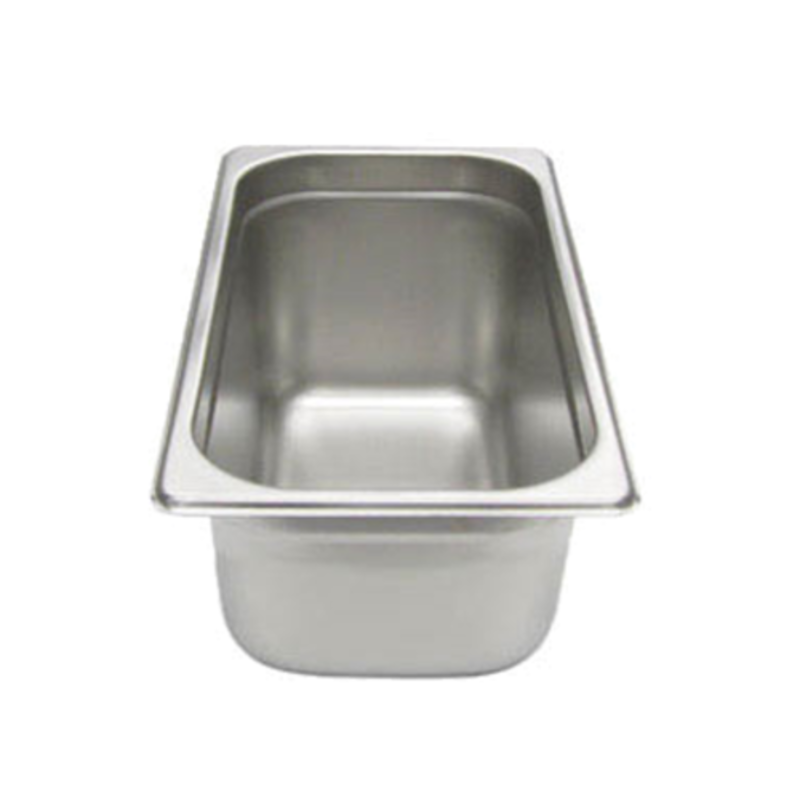 1/3 size stainless steel steam table pan with a polished finish for foodservice efficiency.