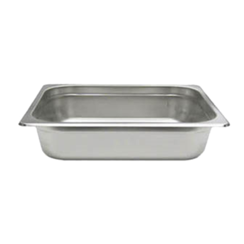 Quarter Size Steam Table Pan Made Of Stainless Steel For Food Preparation And Serving.