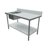 Omcan 43239 72" Stainless Steel Work Table With Prep Sink Featuring Spacious Surface And Convenient Storage