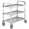 OMCAN 47151 Stainless Steel 3-Tier Bussing Cart 529 lbs Capacity 3-shelf utility cart with wheels for restaurant dish transport
