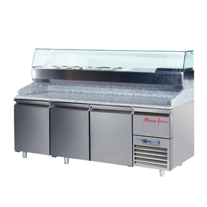 Marra Forni GPZ225A 20.0 cu. ft. Three-Section Refrigerated Pizza Prep Table