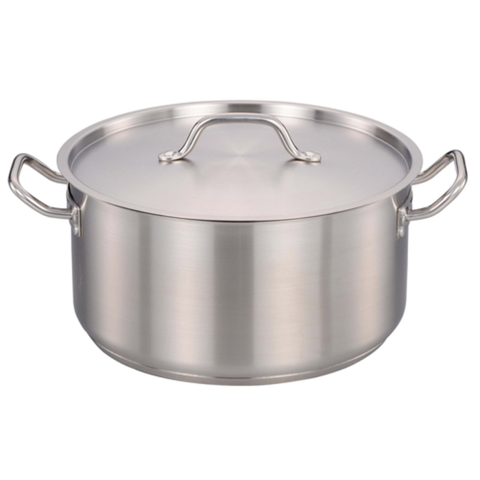 OMCAN 80428 20 QT Commercial Stainless Steel Brazier Pan With Cover, stainless steel 20-quart commercial brazier pan with lid and side handles