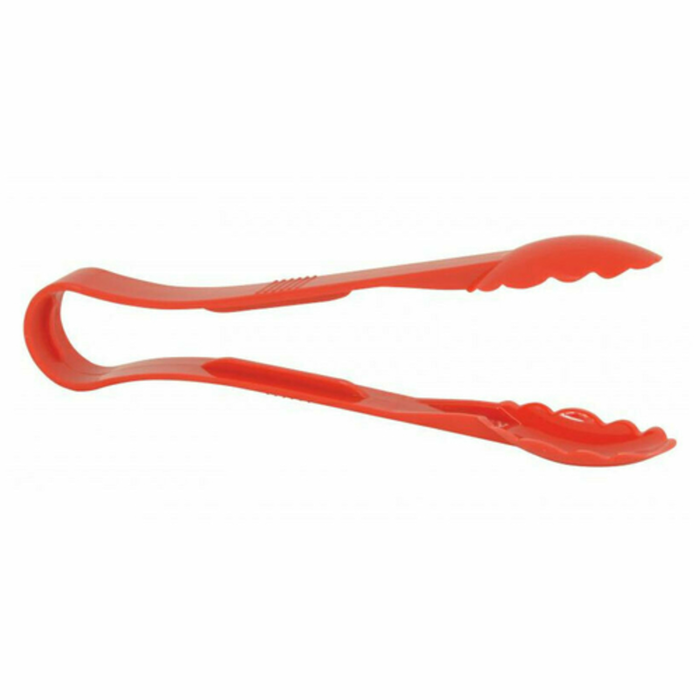 Omcan 80160 12" Red Polycarbonate Scallop Grip Serving Tongs